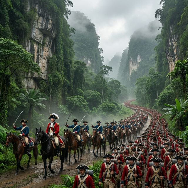 1500 British Troops entering the Defile