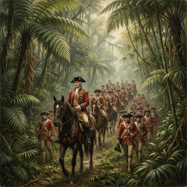 Colonel Sandford leading troops into the Cockpit Country defile