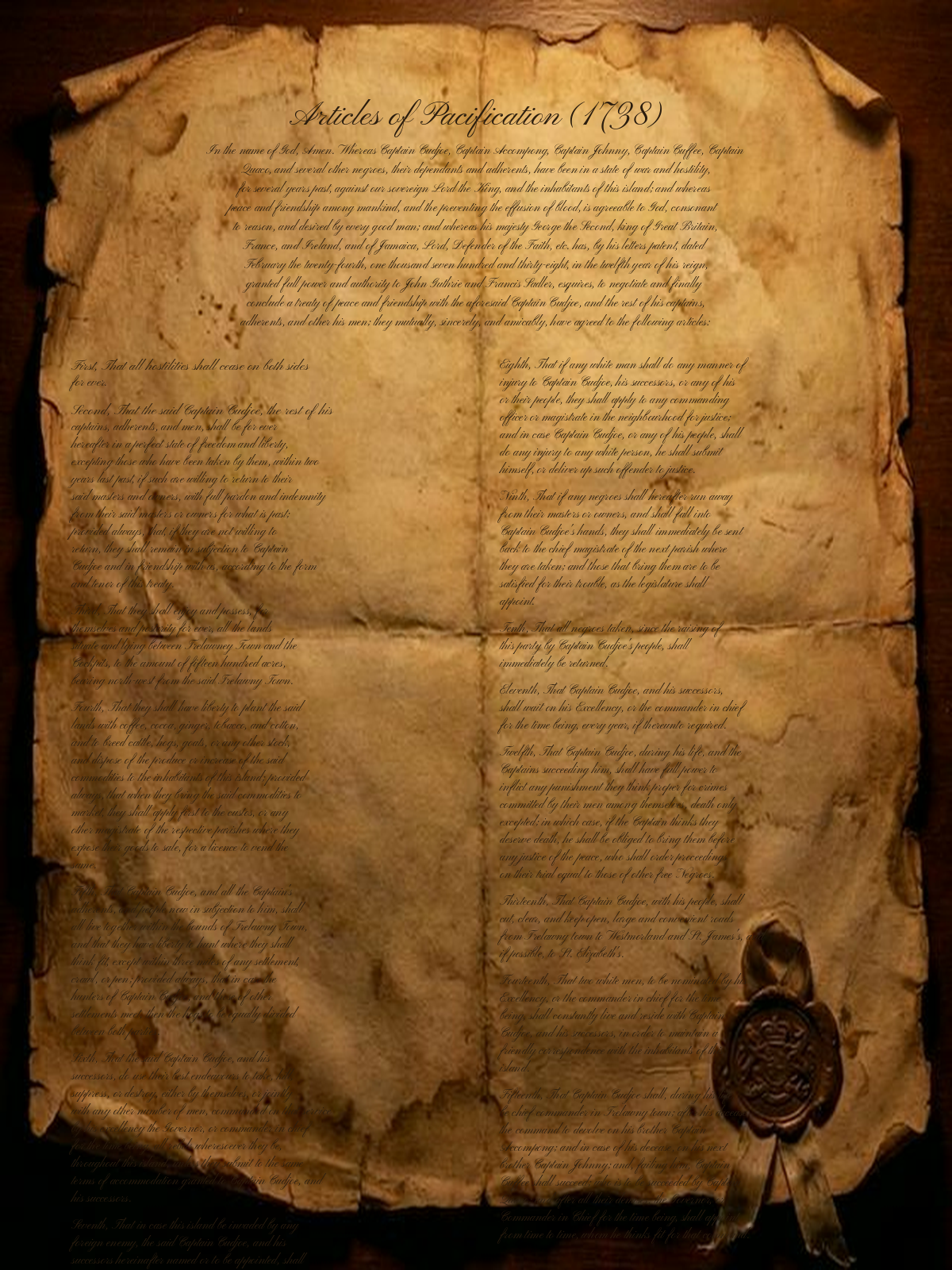 1738 Treaty of Pacification Replica